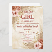 Boho Pampas Grass Oh Girl Baby Shower Kaart (Voorkant / Achterkant)