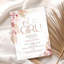 Boho Pampas Grass Oh Girl Baby shower