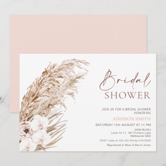 Boho Pampas Grass Orchards Floral Vrijgezellenfees Kaart (Voorkant / Achterkant)