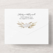 Boho Pampas Grass Orchid Botanical Wedding All In One Uitnodiging (Achterkant)