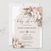 Boho Pampas Grass Orchid Floral Baby shower Kaart (Voorkant)