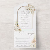 Boho Pampas Grass Orchid Floral Wedding All In One Uitnodiging (Binnen)