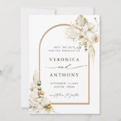 Boho Pampas Grass Orchid Floral Wedding Foto Save The Date (Voorkant)