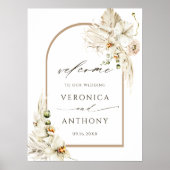 Boho Pampas Grass Orchid Floral Wedding Welkom Poster (Voorkant)