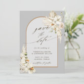 Boho Pampas Grass Orchid Gray Weduwfoto Save The Date (Staand voorkant)