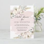 Boho Pampas Grass Orchidee Blush Bloemen Huwelijk Kaart (Staand voorkant)