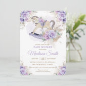 Boho Pampas Grass Paarse Bloemen Rocking Horse Bab Kaart (Staand voorkant)