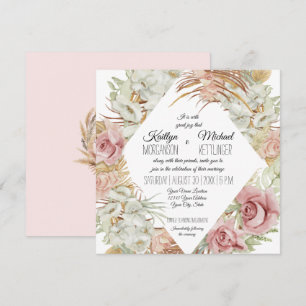 BOHO Pampas Grass Palm Foliage Blush Orchid Floral Kaart
