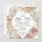 BOHO Pampas Grass Palm Foliage Blush Orchid Floral Kaart (Voorkant)