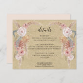 Boho Pampas Grass Palm Foliage Wedding Details Kaart (Voorkant / Achterkant)