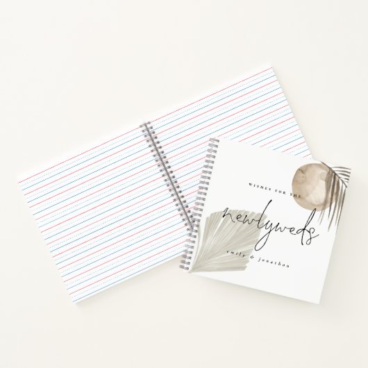 Boho Pampas Grass Pas getrouwd Weddenschap Notitieboek (Binnen)