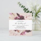 Boho Pampas Grass Peach Square Weddenschap Kaart (Staand voorkant)