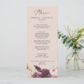 Boho Pampas Grass | Peach Weddenrenmenu Menu (Staand voorkant)
