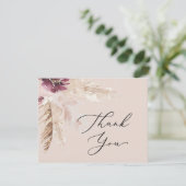 Boho Pampas Grass | Perzikerkaart bedankt (Staand voorkant)