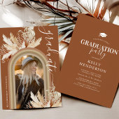 Boho Pampas Grass Photo Afstuderen Invitation Kaart