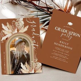 Boho Pampas Grass Photo Afstuderen Invitation Kaart
