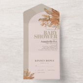 Boho Pampas Grass Pink Baby shower All In One Uitnodiging (Binnen)