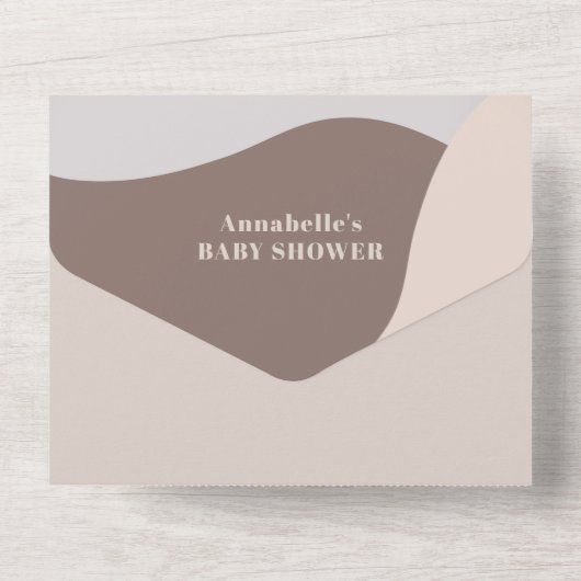 Boho Pampas Grass Pink Baby shower All In One Uitnodiging (Achterkant)