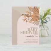 Boho Pampas Grass Pink Baby shower Kaart (Staand voorkant)