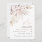 Boho Pampas Grass Pink Baby shower Kaart (Voorkant)