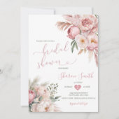 Boho Pampas Grass Pink Dried Flowers Vrijgezellenf Kaart (Voorkant)