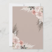 Boho Pampas Grass Pink Floral Wedding Kaart (Achterkant)