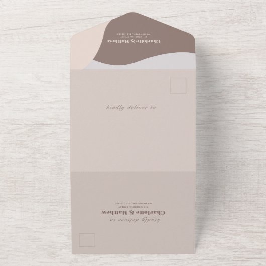 Boho Pampas Grass Pink Wedding All In One Uitnodiging (Buitenkant)