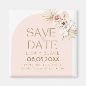 Boho Pampas Grass Pink Wedding Save the Date Magneet (Voorkant)