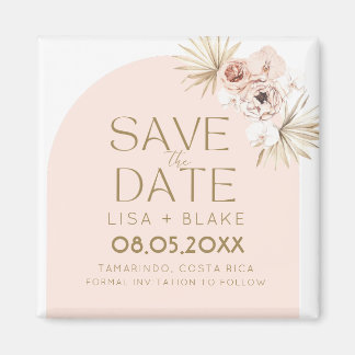 Boho Pampas Grass Pink Wedding Save the Date Magneet