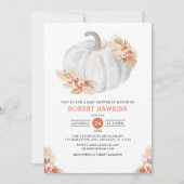 Boho Pampas Grass Pumpkin Baby shower Kaart (Voorkant)
