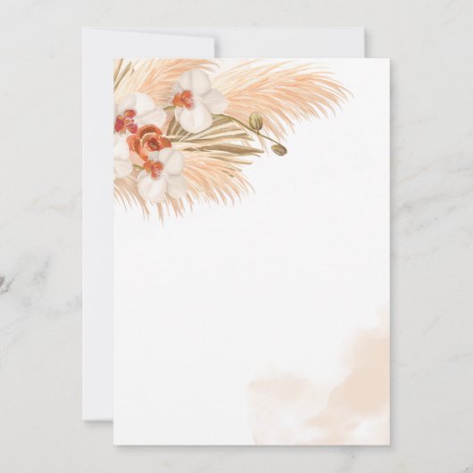 Boho Pampas Grass Pumpkin Baby shower Kaart (Achterkant)