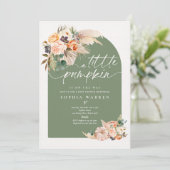 Boho Pampas Grass Pumpkin Baby shower Sage Green Kaart (Staand voorkant)