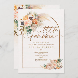 Boho Pampas Grass Pumpkin Baby shower Terracotta Kaart