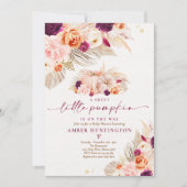 Boho Pampas Grass Pumpkin Burgundy Baby shower Kaart (Voorkant)