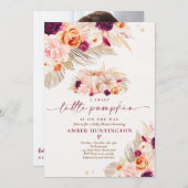 Boho Pampas Grass Pumpkin Burgundy Baby shower Kaart (Voorkant / Achterkant)