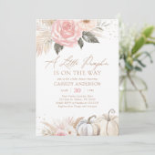 Boho Pampas Grass Pumpkin Fall Baby Shower Kaart (Staand voorkant)