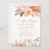 Boho Pampas Grass Pumpkin Fall Baby Shower Kaart (Voorkant)