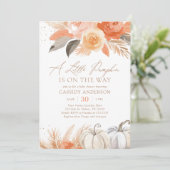 Boho Pampas Grass Pumpkin Fall Baby Shower Kaart (Staand voorkant)