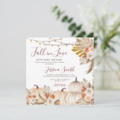 Boho Pampas Grass Pumpkin Herfst in Love Baby show Kaart (Staand voorkant)