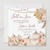 Boho Pampas Grass Pumpkin Herfst in Love Baby show Kaart (Voorkant)