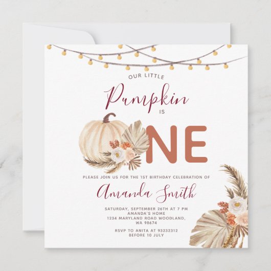 Boho Pampas grass Pumpkin is een vogelgriep Kaart (Voorkant)