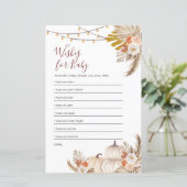 Boho Pampas Grass Pumpkin wenst Baby (Staand voorkant)