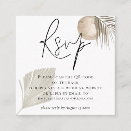 Boho Pampas Grass QR Code Weddenschap RSVP Informatiekaartje