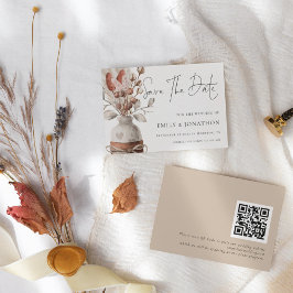 Boho Pampas Grass QR Code Weddenschap Save The Date