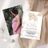 Boho Pampas Grass Rainbow Baby Meisje Baby shower Kaart