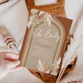 Boho Pampas Grass Rainbow Baby shower Uitnodiging