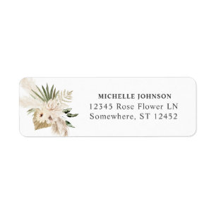 Boho Pampas Grass Return Address Label