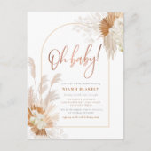 Boho Pampas Grass Roos Arch Girl Baby shower Briefkaart (Voorkant)