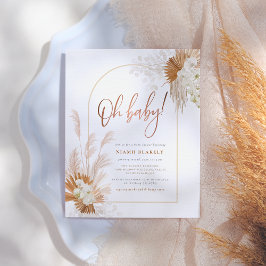 Boho Pampas Grass Roos Arch Girl Baby shower Briefkaart
