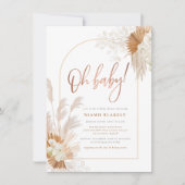 Boho Pampas Grass Roos Gold Baby shower Kaart (Voorkant)